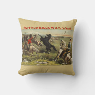 Buffalo Bill Wild West Cowboy Horse Poster Throw Pillow