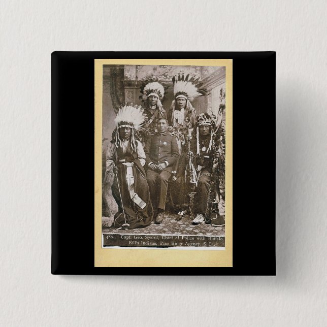Buffalo Bill's Indians 1890 2 Inch Square Button (Front)