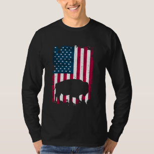 Buffalo Bison American Flag July 4th USA Patriotic T-Shirt