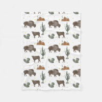 Buffalo Bison Baby Calf Desert Cactus Stars