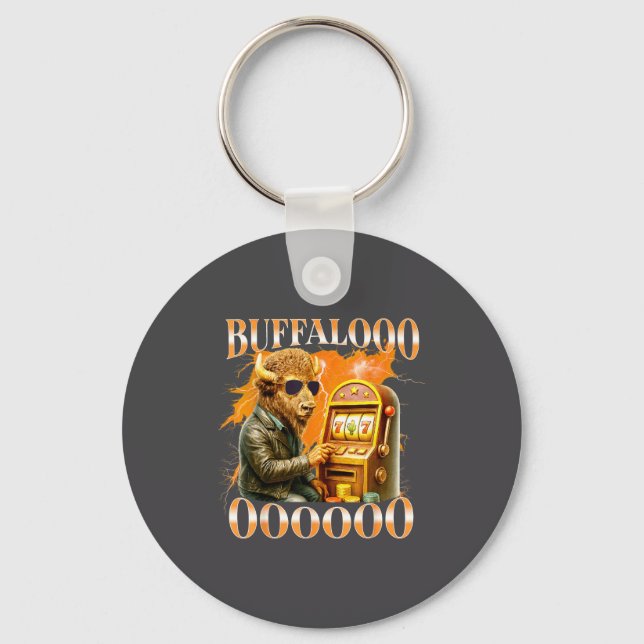 Buffalo Bison Casino Slot Machine Funny Gambling B Keychain (Front)