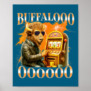 Buffalo Bison Casino Slot Machine Funny Gambling B Poster