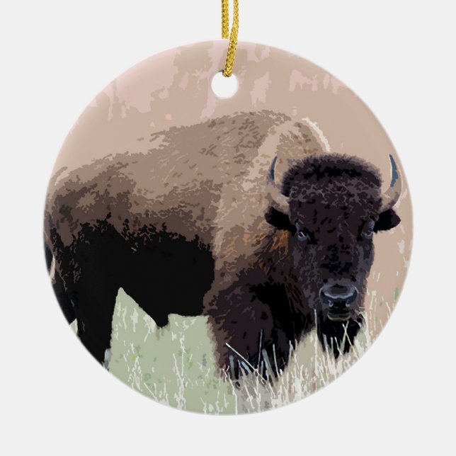 Buffalo / Bison Ceramic Ornament (Front)