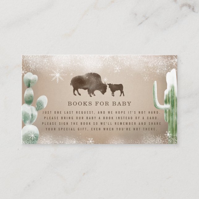 Buffalo Bison Desert Cacti Snow Books For Baby Enclosure Card (Front)
