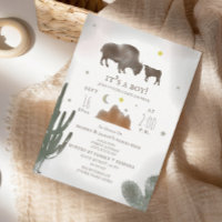 Buffalo Bison Desert Cactus Baby Shower