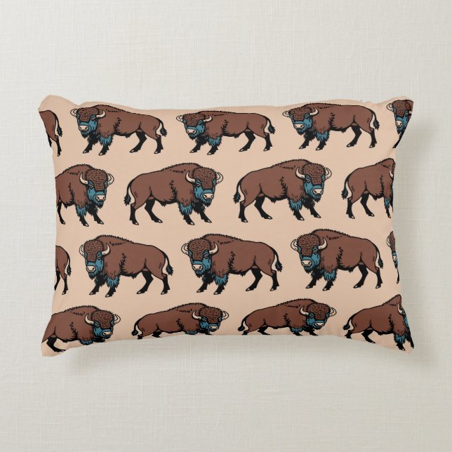 Buffalo Bison Pattern Accent Pillow (Front)