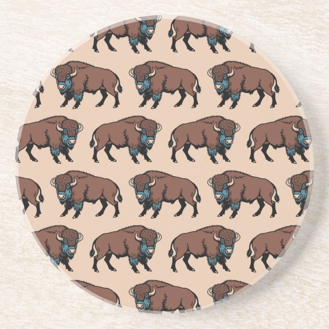Buffalo Bison Pattern Coaster (Front)