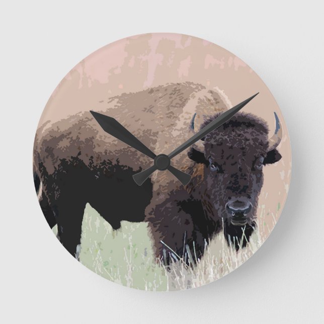 Buffalo / Bison Round Clock (Front)