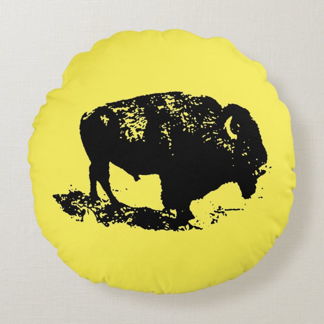 Buffalo Bison Round Pillow (Front)