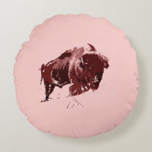Buffalo - Bison Round Pillow