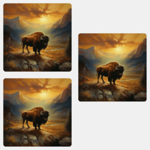 Buffalo Bison Sunset Silhouette