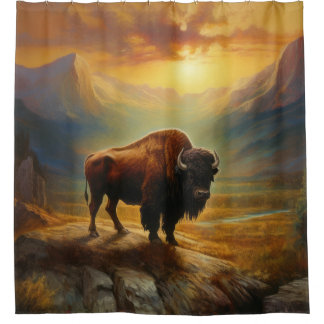 Buffalo Bison Sunset Silhouette
