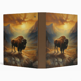 Buffalo Bison Sunset Silhouette Binder