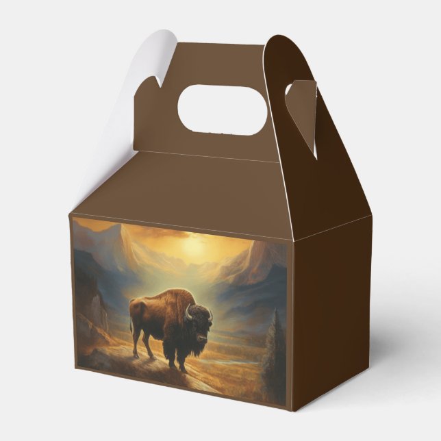 Buffalo Bison Sunset Silhouette Favor Box (Front Side)