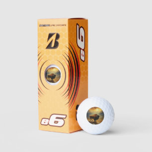 Buffalo Bison Sunset Silhouette Golf Balls