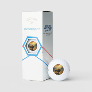 Buffalo Bison Sunset Silhouette Golf Balls