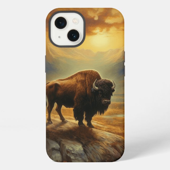 Buffalo Bison Sunset Silhouette iPhone Case (Back)