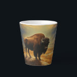 Buffalo Bison Sunset Silhouette  Latte Mug<br><div class="desc">Capture the untamed beauty of the American West with our breathtaking Sunset Buffalo Bison Silhouette Art Print. Set against a backdrop of a radiant, amber-hued sunset, a majestic buffalo bison stands proudly on the horizon, its formidable presence magnified by the golden light. This stunning artwork celebrates the spirit of the...</div>