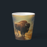 Buffalo Bison Sunset Silhouette  Latte Mug<br><div class="desc">Capture the untamed beauty of the American West with our breathtaking Sunset Buffalo Bison Silhouette Art Print. Set against a backdrop of a radiant, amber-hued sunset, a majestic buffalo bison stands proudly on the horizon, its formidable presence magnified by the golden light. This stunning artwork celebrates the spirit of the...</div>