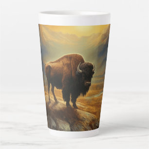 Buffalo Bison Sunset Silhouette  Latte Mug