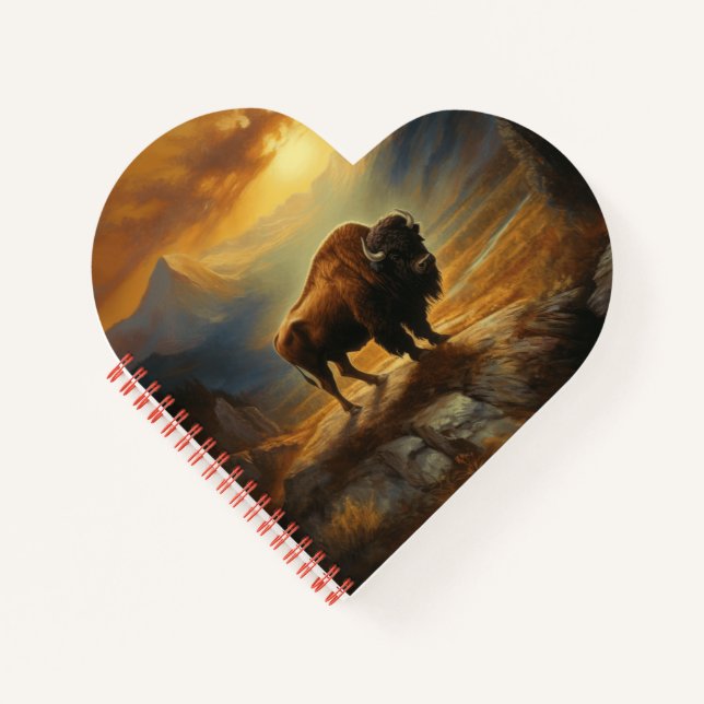 Buffalo Bison Sunset Silhouette  Notebook (Front)