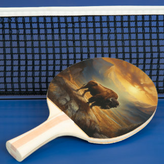 Buffalo Bison Sunset Silhouette  Ping Pong Paddle