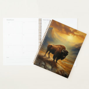 Buffalo Bison Sunset Silhouette Planner