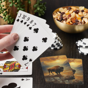 Buffalo Bison Sunset Silhouette Playing Cards