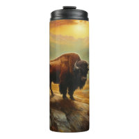 Buffalo Bison Sunset Silhouette