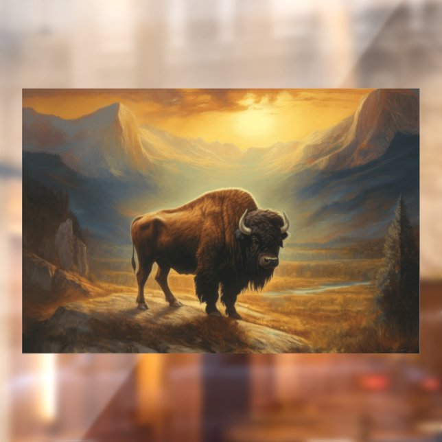 Buffalo Bison Sunset Silhouette  Window Cling (Sheet 2)