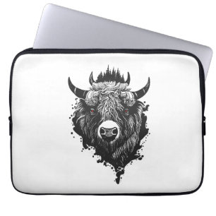 Buffalo Bison Wild Animal Nature Illustration Art Laptop Sleeve
