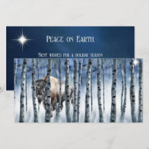 Buffalo Bison Winter Woods Carte de Noël