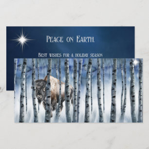 Buffalo Bison Winter Woods Christmas Card