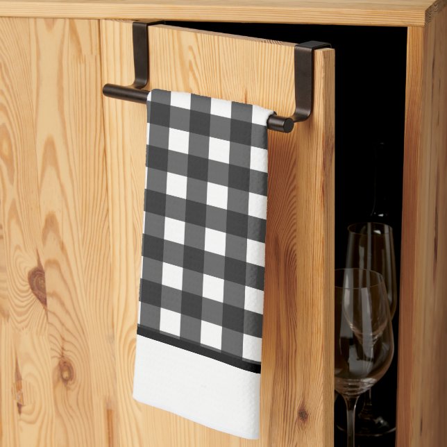 Buffalo Black And White Chequered Kitchen Towel (Thirds Fold)
