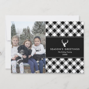 Buffalo Black and White Plaid Photo Holiday Card