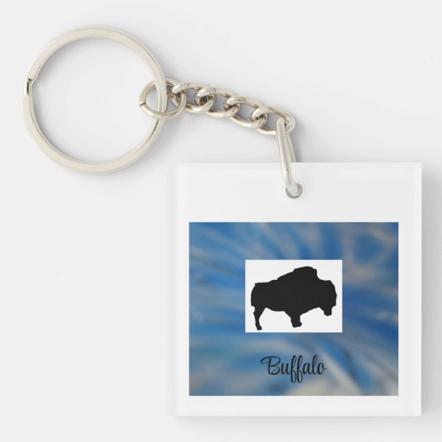 Buffalo Black on Blue Keychain (Front)