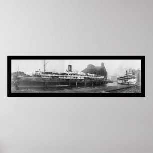 Buffalo Boat Docks, NY Photo 1909 Poster