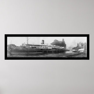 Buffalo Boat Docks, NY Photo 1909 Poster