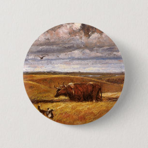 Buffalo Bones Plowed Under by Harvey Thomas Dunn 2 Inch Round Button