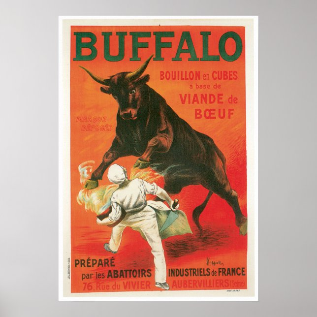 Buffalo Bouillon Cubes Vintage Food Ad Art Poster (Front)