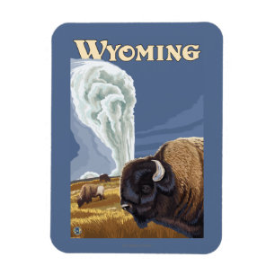 Buffalo by Old Faithful Vintage Travel Poster Magnet