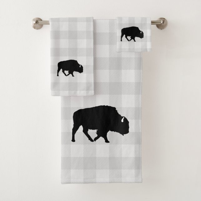 Buffalo Cabin Check Pattern Bath Towel Set (Insitu)