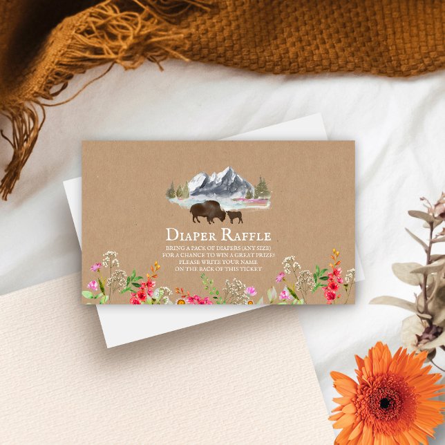 Buffalo Cardstock Floral Diaper Raffle Enclosure Card (Creator Uploaded)