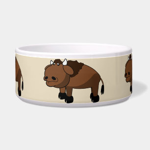 buffalo cartoon cat food bowl