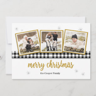 Buffalo Check and Gold 3-Photo Christmas Card