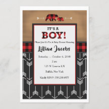 Buffalo Check Baby Boy Invitation