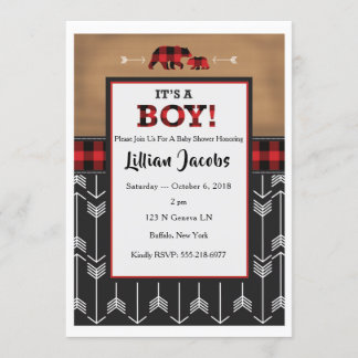 Buffalo Check Baby Boy Invitation