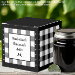 Buffalo Check - Black and White Classic Favor Box<br><div class="desc">Classic black and white buffalo check favour box. Text on both sides of the box is customizable. If you use the 'edit design' button/tool,  you can also add your own images/photos. Other colorways available.
See the Collection of all box sizes & buffalo check colours here:
https://www.zazzle.com/collections/boxes_product_promotional_gift_buffalo_check-119842043554925619</div>