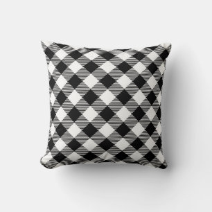 buffalo check black and white pattern throw pillow