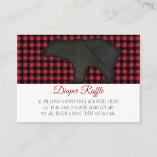 Buffalo Check Black Bear Baby Boy Diaper Raffle Enclosure Card